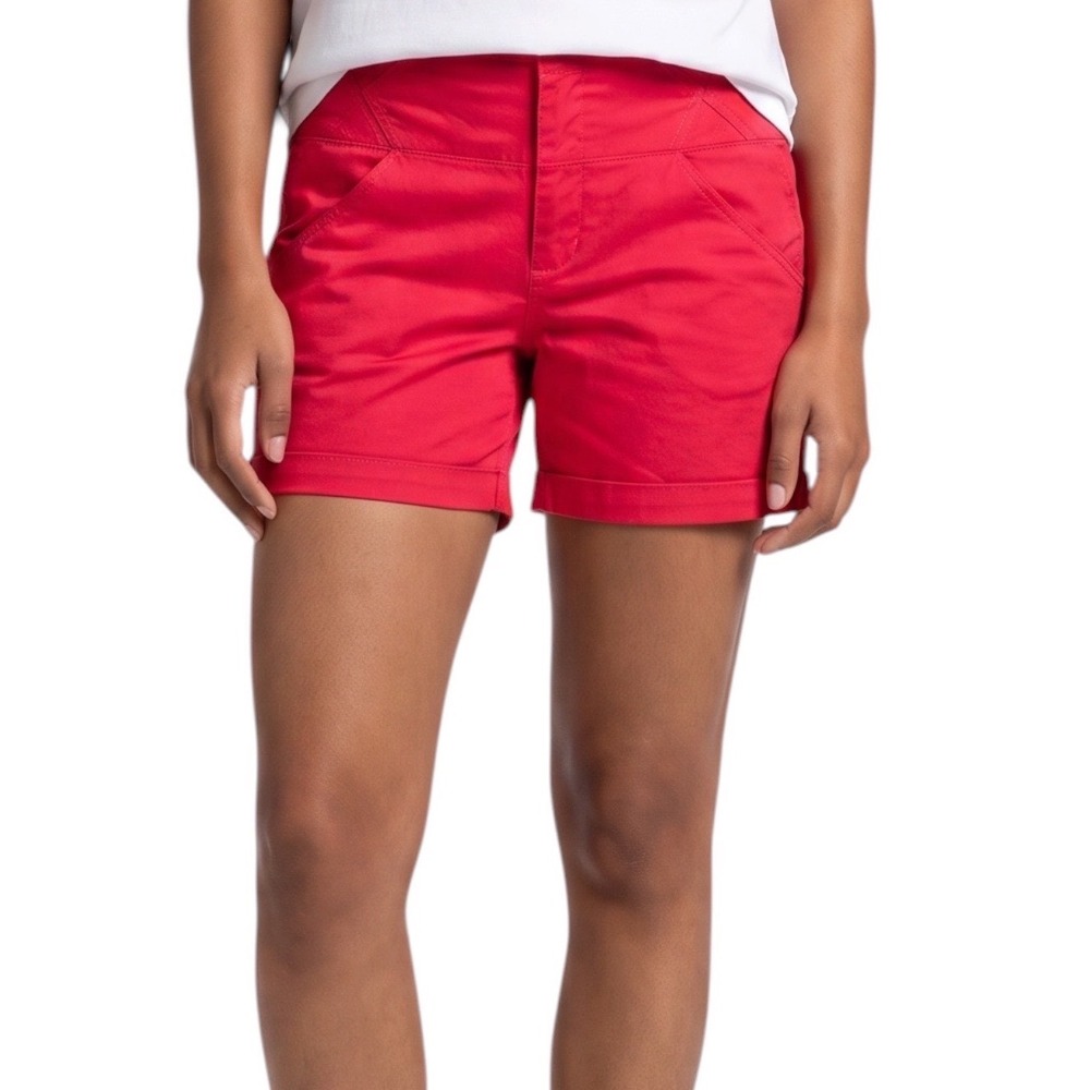 Copper Key Womens Red Chino Shorts Mid Rise Stretch Casual Summer 4-Pocket 5